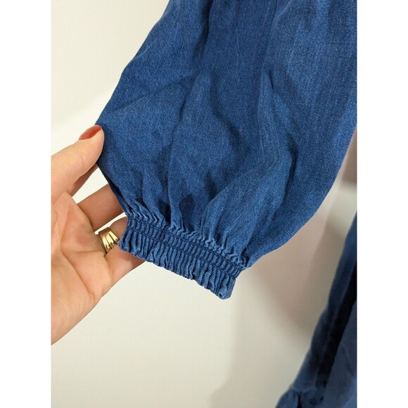 Old Navy Womens Smocked Bodice Maxi Dress Tiered Denim Lyocell Medium Tall - Picture 5 of 7